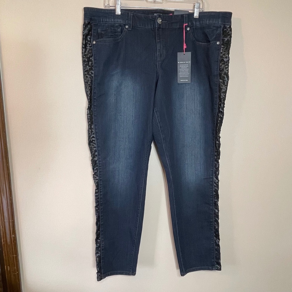 NEW Torrid Super Skinny Stiletto Jeans Dark Wash Laser Cut Side Stripe Size 20